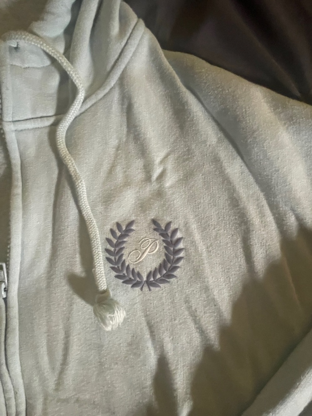 PINK Victoria's Secret Pale Blue Zip-Up Hoodie. Like New! - Picture 3 of 9